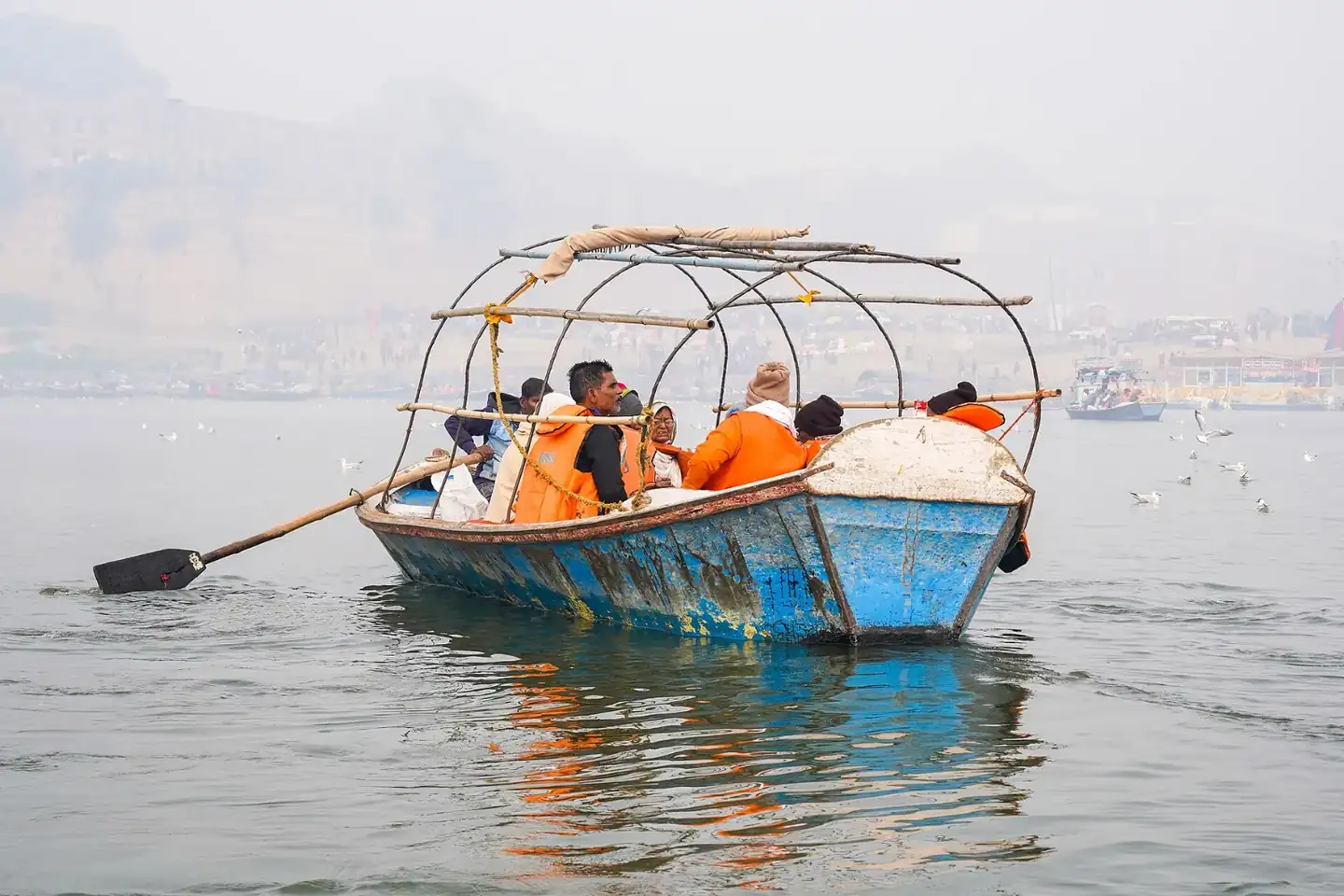 Boat Pilgrims Triveni Sangam Allahabad