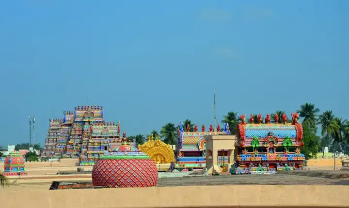 Colorful gopurams Ranganathaswamy Temple, Srirangam temples town