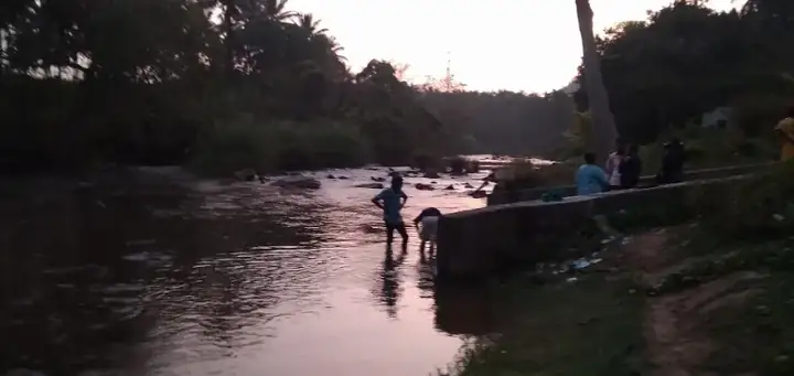 Evening view of Siruvani River at Vadakottathara, Palakkad district, Kerala