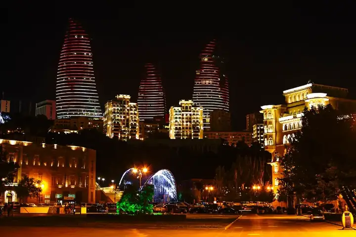 Panorama of night Baku, Azerbaijan