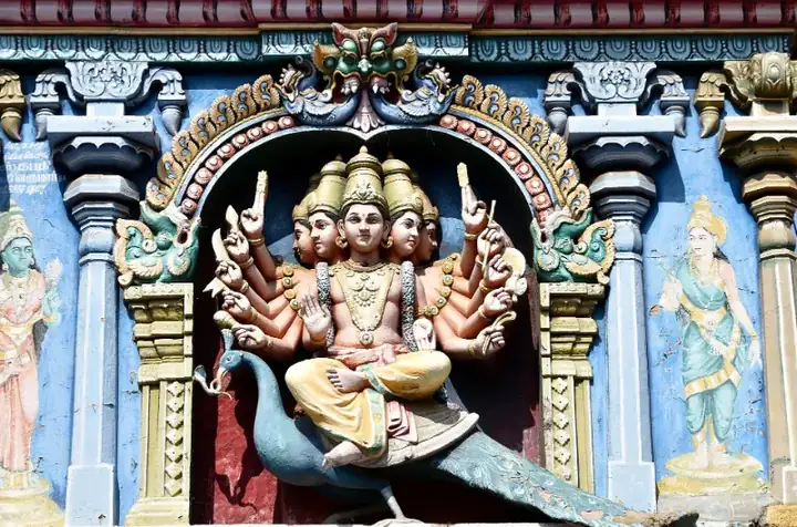 Kartikeya on Gopuram in the Meenakshi Temple at Madurai