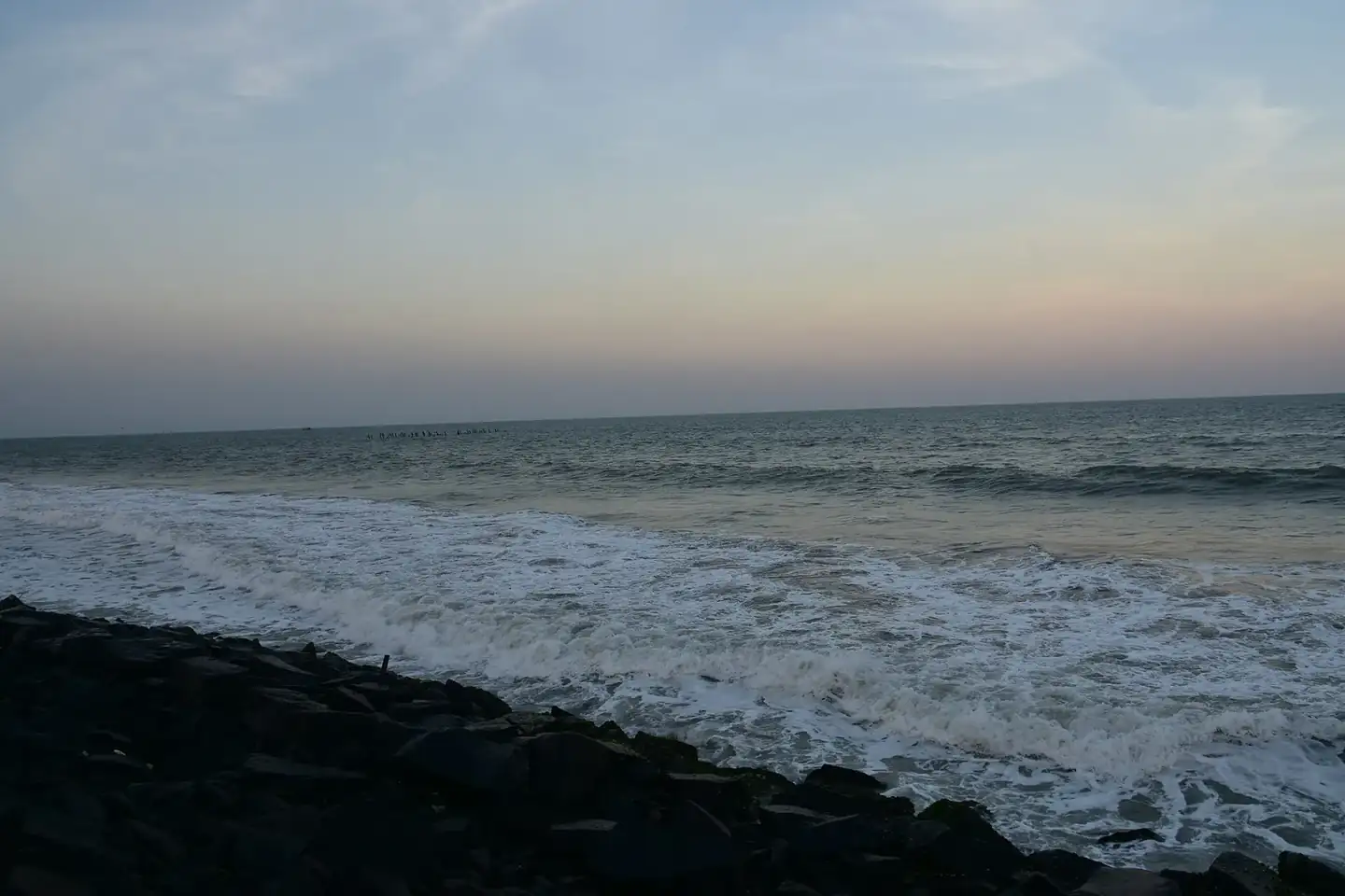 Evening falls on the Pondicherry seafront