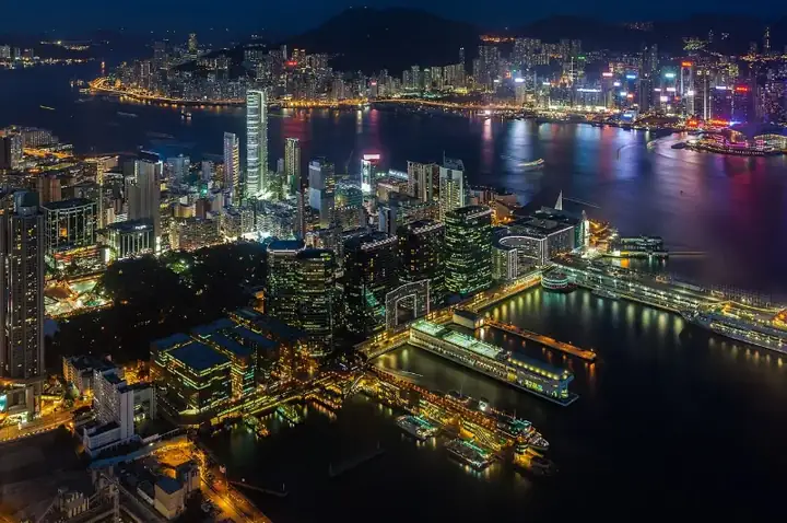 Vista del Puerto de Victoria desde Hong Kong, , DD
