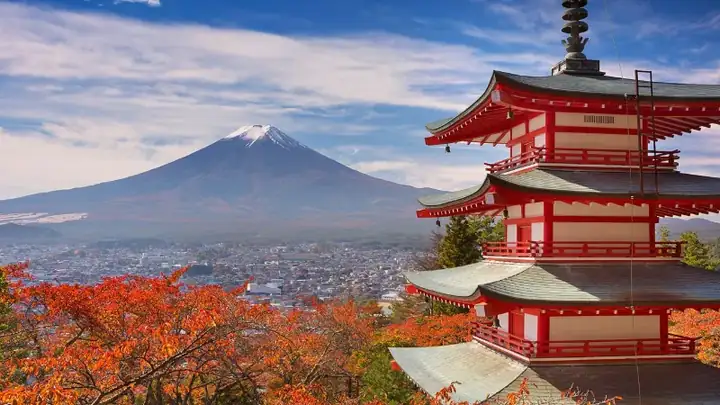 pagoda and Mount Fuji Japan