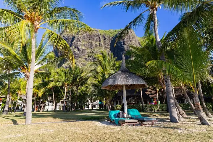 Le Morne Beach with Le Morne Brabant Mountain in the background, Mauritius