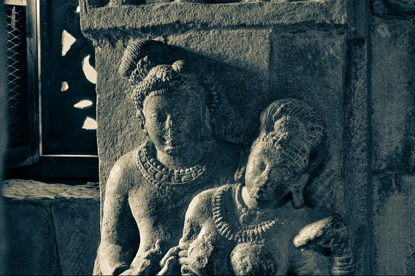 Carvings at Pattadakal temple wall