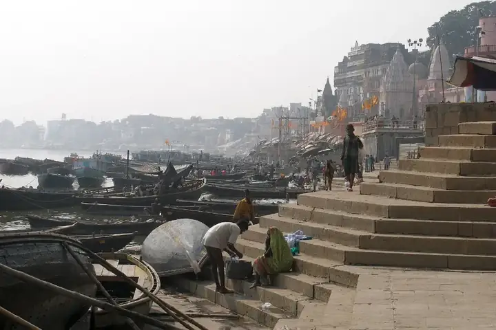 Varanasi, India, Ganges River, ghats, temples and embankments