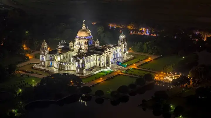 Victoria Memorial Illuminated at Night